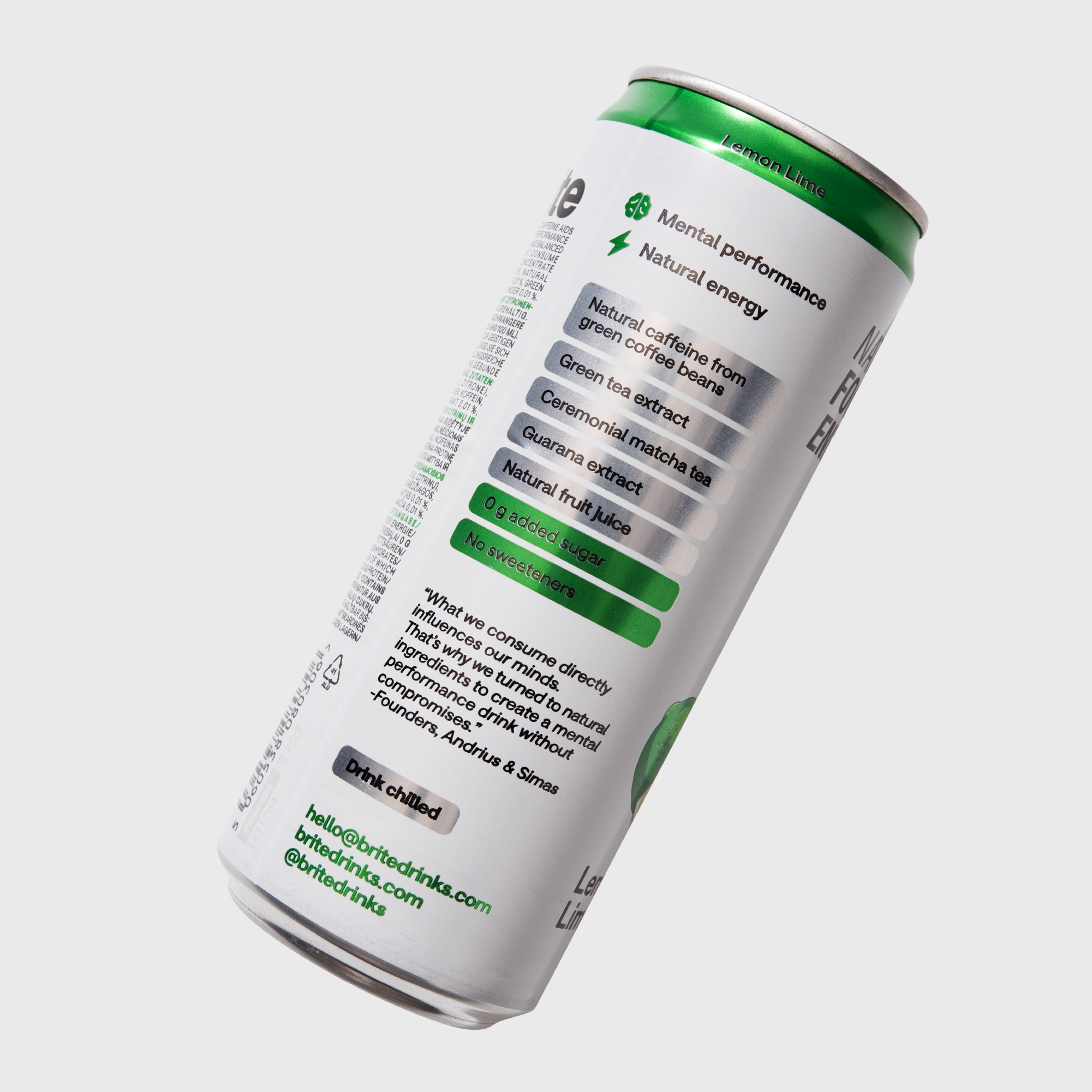 Brite Natural Focus + Energy | Lemon Lime | 24 cans x 330ml